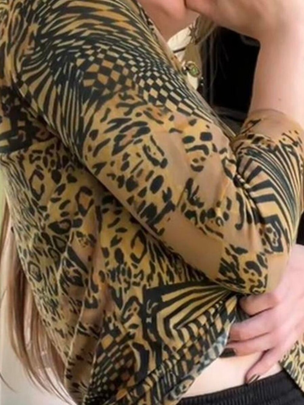 Joseph A Vintage Leopard Print Abstract Top
